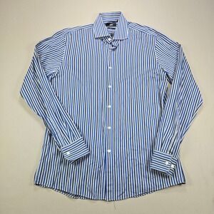 Hugo Boss Dress Shirt Sharp Fit Vertical Stripe Blue Navy Mens 16.5 36/37